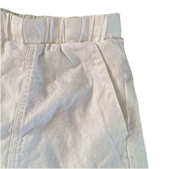 White Linen‎ Blend Shorts Universal Thread L Pockets Summer Beach Casual - Picture 3 of 7